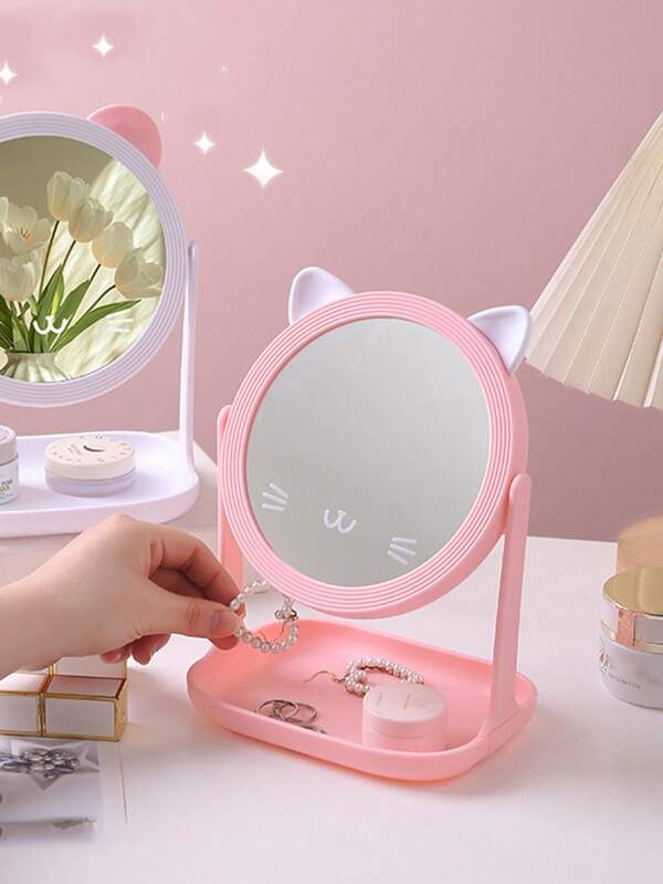 Portable Desktop Makeup Mirror - Cute Ins Style Tabletop Mirror For Home Use - Ideal For Beauty Enthusiasts