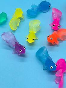 Jouet flottant en silicone de 4,5 cm, en forme de poisson rouge à longue queue, jouet de natation d'été