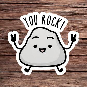 1PC You Rock Sticker, Funny Rock Pun Vinyl Decal, Cute Positive Quote Sticker For Laptops, Water Bottles, Tumblers, Notebooks, Journals & Phone Cases, Waterproof Encouragement Sticker, Gift Idea For Music & Pun Lovers, Aesthetic Motivational Decor