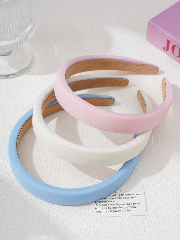 1 pieza/3 piezas Diademas elásticas de satén de seda lisa para mujeres, banda de pelo minimalista y elegante para fijar el flequillo, adecuada para uso casual, citas, fiestas, viajes diarios, diadema, aro para el cabello, accesorios para el cabello