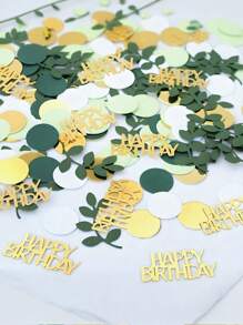 200/100/10 Stücke Geburtstagskonfetti, Glückwunsch Geburtstag Konfetti, goldene Karte "Alles Gute zum Geburtstag" grüne Blätter runde Konfetti, Geburtstags Tisch Dekoration, kann für DIY Geburtstags Tischdekoration verwendet werden, schafft eine fröhliche Atmosphäre, Feste & Party Zubehör