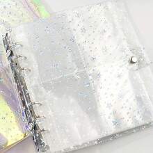 1pc A5 Transparent Star Shining Large Capacity Album, Notebook A5 Universal Shell, Including Shell+25 6-Hole 8-Grid Album Inner Pages - Clear - View 3