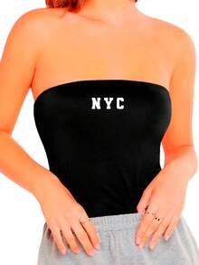 Blusinha Feminina Justa com Estampa NYC - Preto - Visão 1