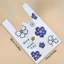 50pcs Floral "Nice To Meet You" Durable Plastic Tote Bags - Thick & Strong, Plastic Bags For Small Business, Shopping Bags, Ideal For Festival, Birthday, Party Favors, Wedding Gift Packaging, Suitable For Gifts, Parties, Shops, Boutiques - Multicolor - View 11