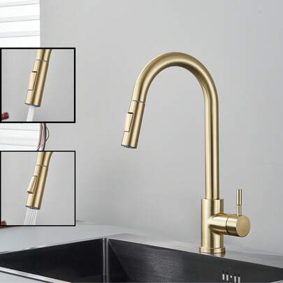 Grifo de fregadero de cocina con rociador extraíble, giro de 360°, de una sola manija y un solo orificio, mezclador de agua caliente y fría