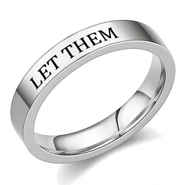 1 Stück Edelstahl-Motivationsring - Gravierter Ring mit "Lass sie", Geschenk für Schwestern, beste Freundinnen, Inspiration für Selbstwert