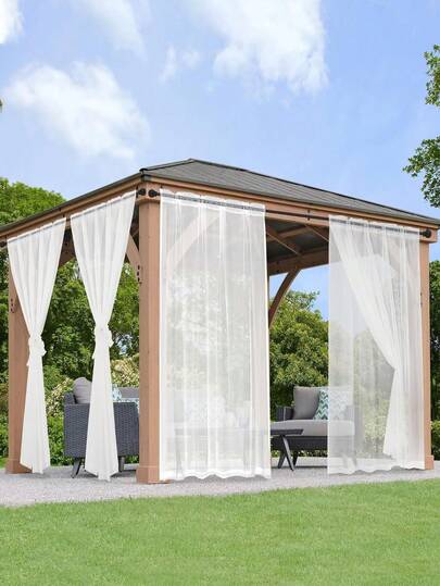 2 piezas de cortinas transparentes blancas para exteriores a prueba de agua - 2 paneles con ojales para sala de estar, dormitorio, porche, pérgola, cabaña