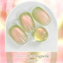 SHANGFEIYA 10ml Summer Ice Transparent Green Guava Cat's Eye Nail Polish Glue New Magnetic Powder Glass Bead Jelly Cat's Eye Nail DIY Factory Direct