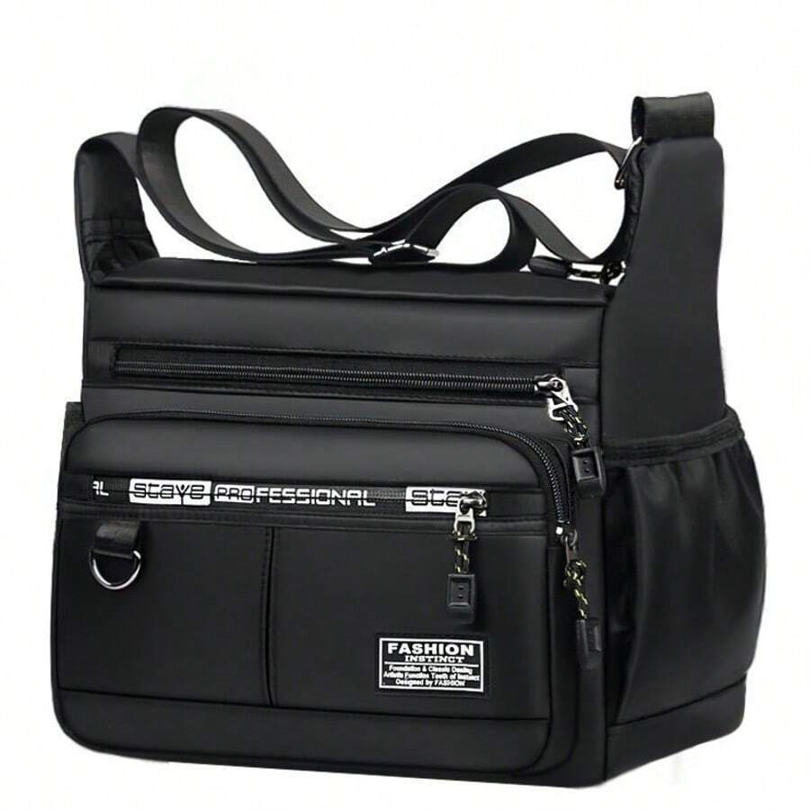 Men's Crossbody Backpack: Durable With Adjustable Strap And Casual Design For Everyday Use - Black - View 1