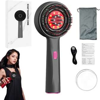 Pettine massaggiatore elettrico per cuoio capelluto con 3 modalità di vibrazione, applicatore per olio per capelli, strumento portatile per la cura dei capelli e del cuoio capelluto, per uso domestico e da viaggio, massaggiatore per la testa