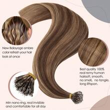 0.7G/S Premium Nano Ring Beads Human Hair Extensions 100% Real Remy Hair Invisible Mini Beads 35G/PACK 18"-24" #06 Light Brown - #06 淺棕色 - 查看 4