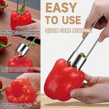 Vide-fruits et légumes en acier inoxydable, durable et facile à utiliser, 1 pièce - Gadget de cuisine universel compatible avec les pommes, poires, tomates, poivrons - Extracteur de graines de poivrons rouges