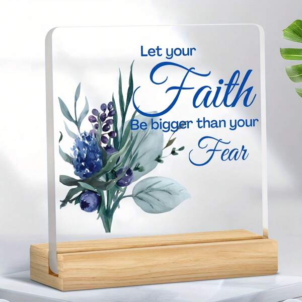 1pc, Acrylic Ornament With Wooden Base, Allowing Your Faith To Transcend Your Fears. Christian Gifts Based On Faith, Spiritual Gifts, Catholic Gifts, Wives, Home Decor Encouragement Gifts