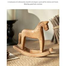 Swinging Wooden Horse Decorations Table Top Decor Animals Office TV Cabinet Desktop Home Decoration Ornaments - 紅棕色 - 查看 8