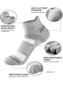 5 Pairs Soft, Comfy & Ankle Socks With Geometric Pattern & Side Stripes, Breathable, Moisture-Wicking, Suitable For All Seasons - Multicolor - View 6