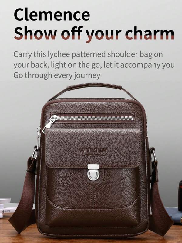 WEIXIER Unisex One Shoulder Bag Waist Pack Messenger Bag For Women Crossbody Chest Bag, PU Material Multi-Pocket, Adjustable Detachable Strap, Casual Work Tote Vintage Retro Briefcase For Men, Suitable For School, Commute, Shopping, Gift For Boyfriend, Family, Friends
