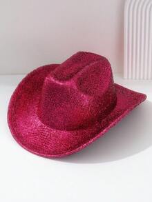 1pc Unisex Metallic Shiny Solid Color Cowboy Hat, Creative & Unique Punk Style Wide Brim Hat, Suitable For Bridesmaids, Brides, Gifts, Parties, Western Themed Events, Gatherings, Engagement Parties, Cosplay, Graduation, Masquerade Balls, Festivals, Weddings, Birthdays, Coming Of Age Ceremonies - Solid Color - View 13