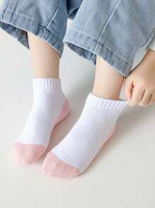 5 pares de calcetines cortos de malla de unicolor para niños, calcetines de algodón infantiles unisex, calcetines a cuadros para estudiantes