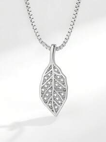 1 pieza Collar con colgante de hoja de plata de ley 925, collar de cadena delicado con diseño único estilo Mori minimalista, regalo para mujeres