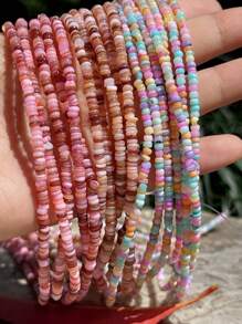 3-4mm Natural Seashell Beads, Colorful Disc Shaped Spacer Beads For DIY, 1 Strand Of Approx. 220pcs High Quality Shell Beads, Suitable For Making Bracelets, Necklaces, Earrings And Jewelry Accessories