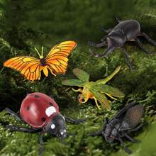 8pcs/12pcs Large Size Insect Toy Models, Scientific Cognitive Puzzle Toys, Realistic PVC Material Bugs, Spider Butterfly Dragonfly Ladybug Etc, Birthday Party Cake Topper Insect Figurines, Fool's Day Prank Toys