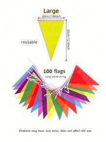 50 pièces Guirlande de fanions en tissu colorés, drapeaux triangulaires bicolores, pour mariages, anniversaires, fêtes, décorations de chambres et de jardins, guirlande pour ouverture officielle - Drapeaux de célébration universels pour l'extérieur