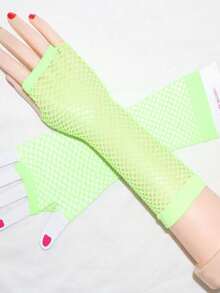 زوج من الأكمام الشبكية المجوفة، أكمام طويلة ملونة بنمط للحماية من أشعة الشمس بطريقة JK مع تصميم جذاب للصيف