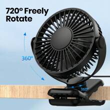 TOPK TOPK USB Clip Desk Fan, Brushless Motor Whisper-Quiet Powerful Airflow Strong Clamp For Secure Attachment, Stylish Design Portable Cooling High-Quality Construction Portable Mini Personal Fan For Bedroom And Office