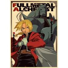 1 peça pôster de arte de parede pôster de anime Steel Alchemist decoração para casa pôster de parede de sala pintura retrô e impressão arte bar café, sem moldura/emoldurado