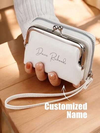 1 Stück personalisierte Damen Geldbörse, individualisiertes Foto, Muttertags Geschenk, Taschen, Taschen, Taschen und Taschen für Frauen, Geldbörsen für Frauen, weiße Tasche, rosa Tasche, stilvolle und praktische Damen PU-Leder Geldbörse mit mehreren Kartenfächern und Münztaschen, praktisch und übersichtlich