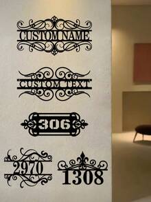 1 Custom Metal Door Number Plate - Personalized Address Sign, Suitable For Outdoor Use, Customizable With Name And Number, Reusable And Detachable. Ideal As A Housewarming Gift, Christmas Gift, Decoration, Home Decor, Wall Decoration, Room Decoration, Living Room Decoration, Bedroom Decoration, Bathroom Decoration, Kitchen Decoration, House Decoration, Personalized Gift, Or Back-To-School Item. - Multicolor - View 2