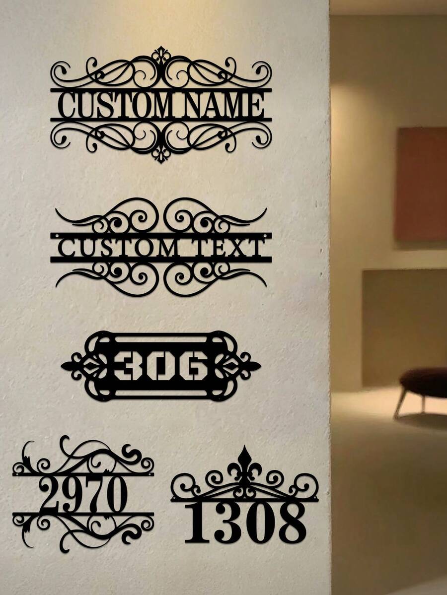 1 Custom Metal Door Number Plate - Personalized Address Sign, Suitable For Outdoor Use, Customizable With Name And Number, Reusable And Detachable. Ideal As A Housewarming Gift, Christmas Gift, Decoration, Home Decor, Wall Decoration, Room Decoration, Living Room Decoration, Bedroom Decoration, Bathroom Decoration, Kitchen Decoration, House Decoration, Personalized Gift, Or Back-To-School Item.