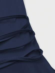Glamful Elegant Commute Casual Basic Elegant Solid Color Knit Fabric Drawstring Summer Dress - Navy Blue - View 8