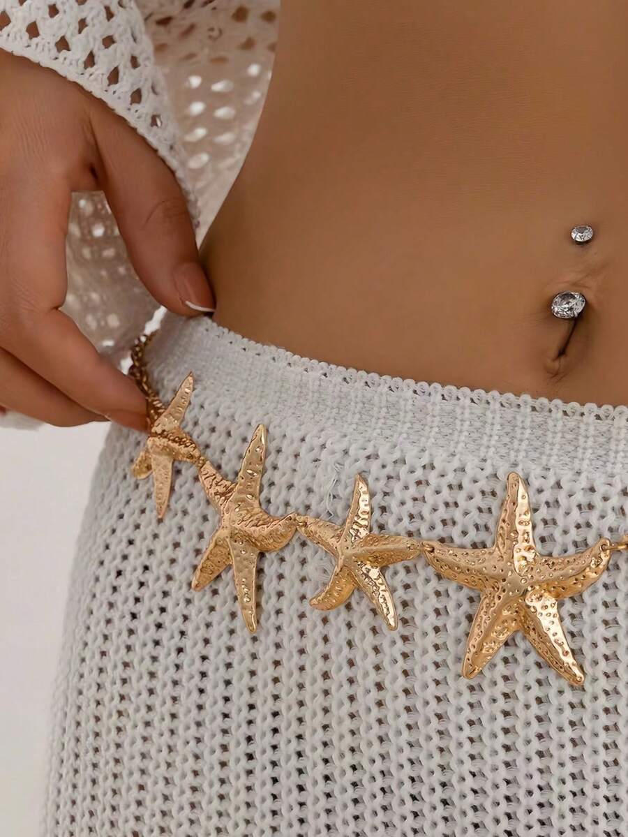 Starfish Flower Waist Chain Pear - Gold - View 1