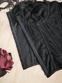 EZNV 1 件女式蕾丝吊带背心，时尚细肩带露背纯色蕾丝吊带背心 - 黑色 - 查看 12