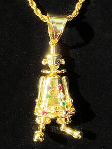 DUBSS 1 Piece Large Clown Necklace Pendant For Men Plated Copper Hip Hop Jewelry