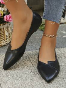 2025 Autumn Oversized Women's Pointed Toe Slip-On Flats, Black, Outdoor Daily Casual Loafers, Chocolate Brown Soft Sole Work Shoes, Driving Moccasins, Sizes 35-45