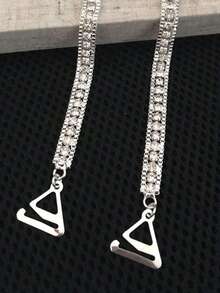 2 pares de tirantes con decoración de piedras rhinestone para sujetador de mujer, tirantes de sujetador de moda con tres filas de cristales, ajustables, accesorios de lencería para mujer, apropiados para bodas, verano, playa y viajes - Multicolor - Ver 4