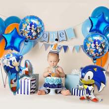 Eyuwn 6PCS So Nic Birthday Party Supplies Video Gamers Hedgehog Foil Balloon Bouquet Decorations