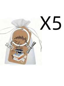 5 Stücke /10 Stücke 2025 Abschluss Schlüsselanhänger Set - Legierung, stilvolles Geschenk für Frauen mit Kappen- & Diplom-Charms, "GRADUATE" Inschrift, ideal für Rucksäcke, Autoaccessoires, Taschenanhänger, Schule