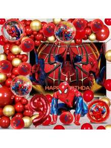 64PCS New Spider-Man Theme Balloon Set Birthday Party Decorations Superhero Balloons Backdrop Banner For Birthday Party Scene Layout