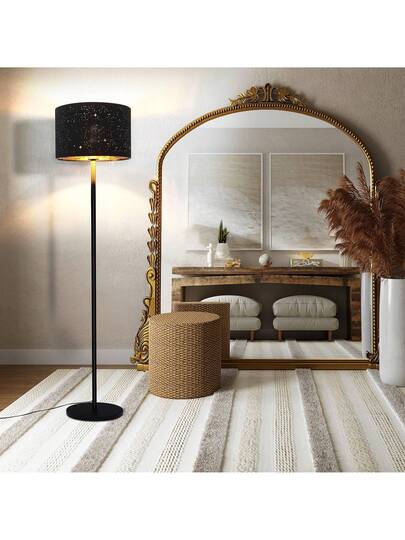 Moderne Living Room Vloer Lamp Fabric Material, E27 Socket Maximum 40W Zwart Goud Star Shade 144cm Lamp, Bedrooms, Children's Rooms, Corridors, Cafes(Bulb Not Included) view 9