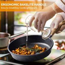RIOVARM Non-Stick Frying Pan Set Induction Frying Pan Set With Heat-Resistant Handle Granite Omelette Pan Without Marble Cookware Set Suitable For Various Types Of Cookers 20cm 24cm 28cm - Black - View 5