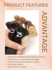 50 piezas Extensiones de cabello humano Remy color negro natural, rectas, con cápsulas de queratina para una aplicación invisible y sin costuras, cabello humano real para mujeres, extensiones de cabello