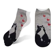 1 Pair New 3D Digital Print Cat Pattern Exercise Socks, Ankle Length Unisex Adult Socks - Multicolor - View 2