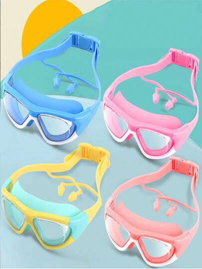 1pc Swimming Goggles, Anti-Fog Anti-Water Silicone Swim Goggles With Earplug, Suitable For Swimming Training And Recreation, Holiday Gift