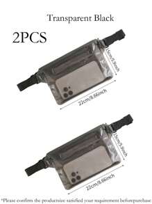 1pc/2pcs Waterproof Beach & Underwater Phone Bag, Waterproof Waist Pouch For Outdoor Travel, Waterproof Earphones Bag, PVC Material, Hook & Loop Closure, Triple Waterproof, Travel Storage Bag, Summer Waterproof Phone Pouch, Suitable For Diving, Swimming, Surfing