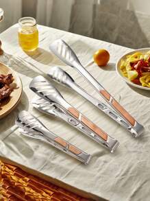 1pc New 304 Stainless Steel Food Clips, Heat-Resistant Barbecue Tongs, Home Steak Clip, Stainless Steel Bread Clip, Hollow-Out Dessert Clip, Multipurpose Food Clip, Kitchen Accessory, Baking Supplies, Suitable For Kitchen, Restaurant, BBQ, Baking, Party