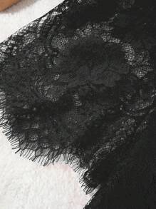 Plus Size Sexy Red Valentine's Day Lace Lingerie Women's Nightgown, Semi-Transparent Lace-Up Elegant Long Sleeve Nightgown