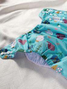 3pcs Reusable Whale Print Pocket Cloth Diapers, Absorbent Flannel Lining, One Size Fits All - Multicolor - View 3